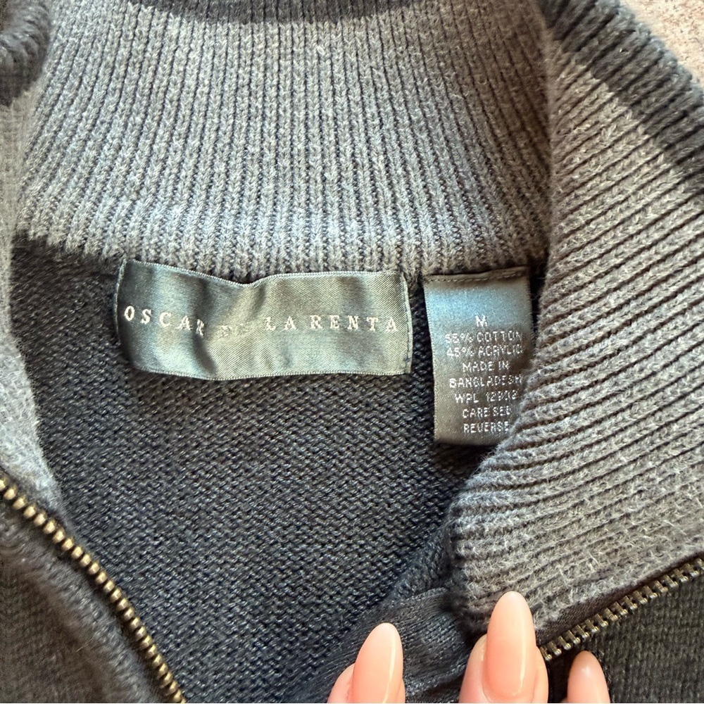 Oscar de la Renta Charcoal Quarter Zip-Up Men’s Sweater Size Medium - Picture 4 of 8